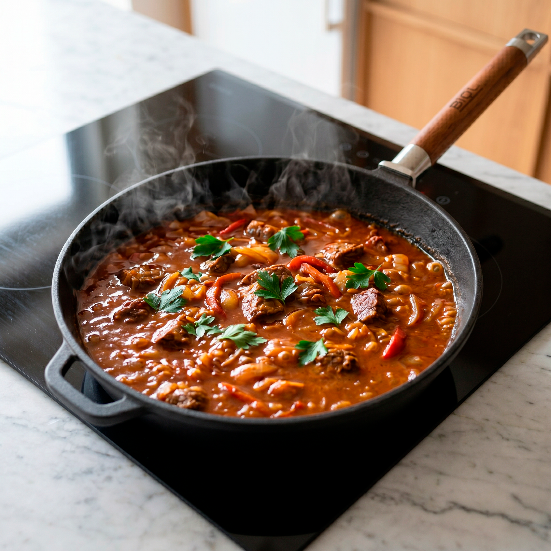 Rindergulasch in der Gusseisenpfanne – Zart, würzig & unwiderstehlich