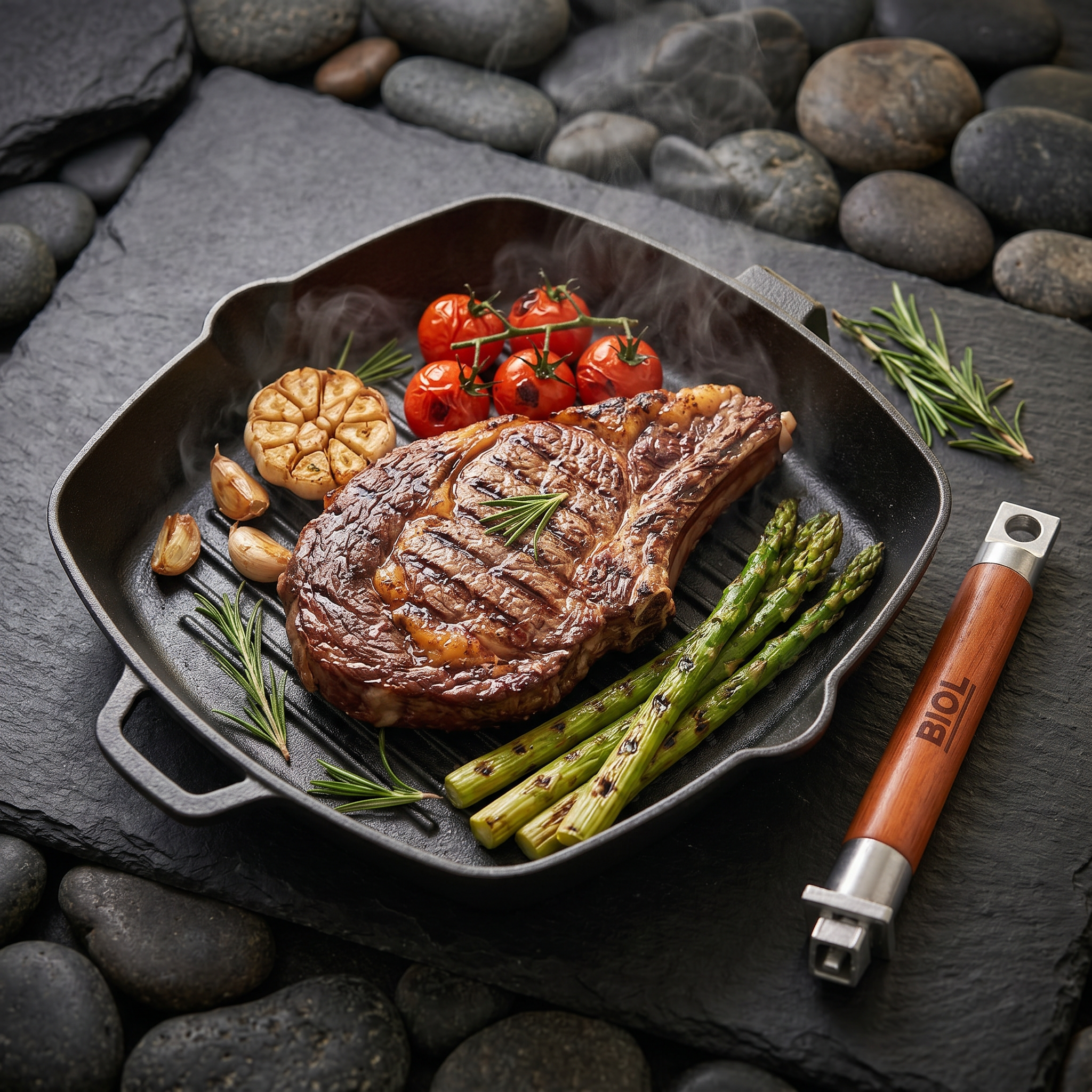 Gusseisen Grillpfanne von BIOL – perfekte Röstaromen für Steak & Gemüse