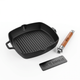 Emaillierte Gusseisen Grillpfanne mit abnehmbarer Holzgriff