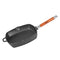 Square cast iron grill pan with wooden handle